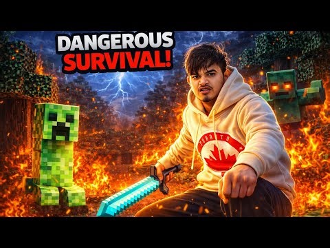 Minecraft Survival Nightmare 😱⚡ Creeper Attack in Storm | Hardcore Challenge #1