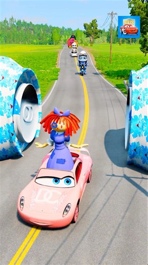 Funny Cars VS Bollard PEPPA Pig Trap in BeamNG.drive