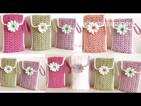 TUTORIAL FÁCIL BOLSO para teléfono a crochet 2026 Bolsos Monederos bonitos Fundas para Celulares