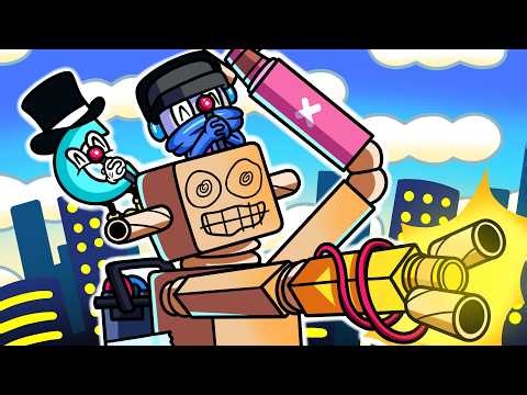 2 Idiots Control 1 Giant Cardboard Robot and Destroy a City!