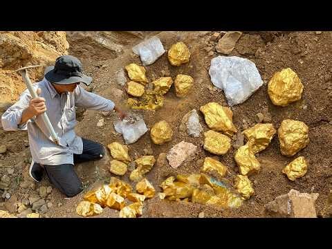 Great Finding Natural Gold, Diamond Amethyst. Diamonds, Quartz Crystal at the gold zone
