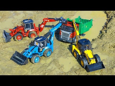 Ashok Leyland Tata Signa Tipper Accident Deep Muddy Road Pulling 3 JCB 5CX ? Cartoon Video | CS Toy