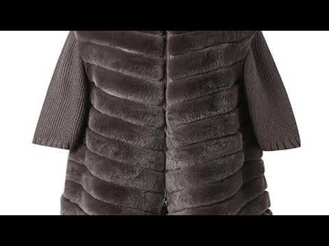 Real Rex Rabbit Fur Winter Coat Women Thick Warm Stand Collar Knitting Sleeve Jacket Lady Fashion