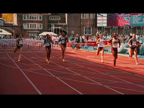 Gabby White (Howard) ATTACKS the Hurdles | Penn Relays Women's 100m Heat 2