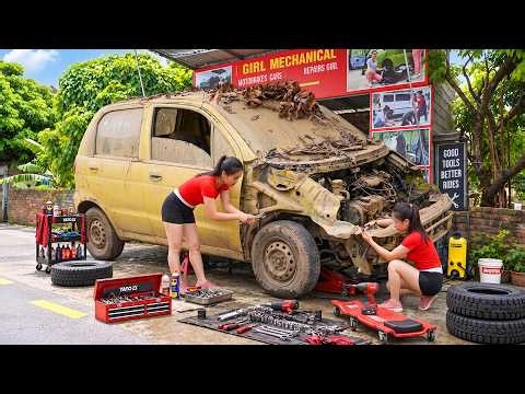 Genius Girl Repairs and Restores a Chevrolet Spark Abandoned for 25 Years | Girl Mechanical