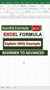 SUMSQ Formula in Excel | SUMSQ Formula Kya Hai | Excel Me SUMSQ Kaise Use Kare