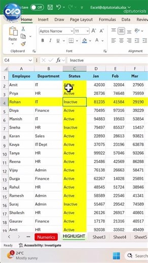 Highlight Active Row & Column in Excel | 21 Second Trick