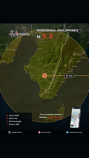 M5.2 Earthquake | Mindanao, Philippines, Philippines | Voice Alert #Shorts
