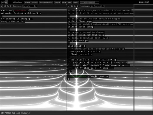 Gibber - Live Coding Fragment Shaders