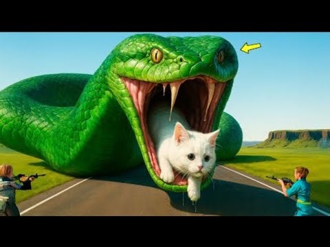 Brave Heroes Save Careless Mother Cat from Giant Python Attack After a Traffic Accident🐍