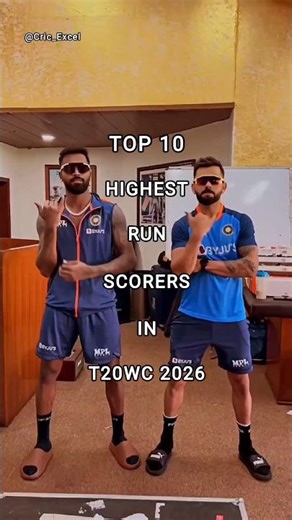 Top10 highest run scorer in t20wc 2026
