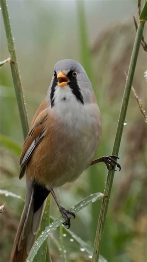 Bearded Reedling Singing in the Morning Dew | Nature Sounds #wildlife