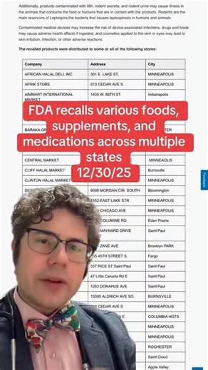FDA recall of various foods, medications and supplements. #recall #fda #doctor | Zachary Rubin, MD