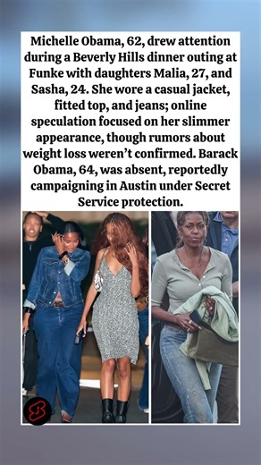 Michelle Obama dinner night: Malia, Sasha, slimmer glow—rumors start. #michelleobama #sashaobama
