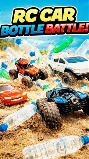 RC Cars vs 6 Bottles on SAND 😱 | Monster 4x4 WINS 🏁💥