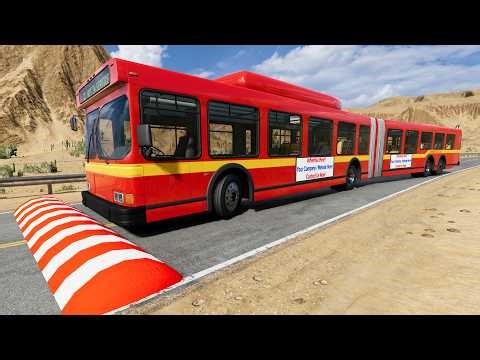 BUS And TRUCKS Vs MASSIVE SPEED BUMPS - BeamNG.Drive