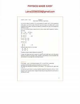ELECTROSTATICS POTENTIAL AND CAPACITANCE EXERCISE SOLUTION; EQUIPOTENTIAL SURFACES; GAUSS THEOREM;