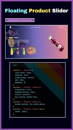 Interactive Juice Carousel Animation 🍊 HTML, CSS & JavaScript #Shorts