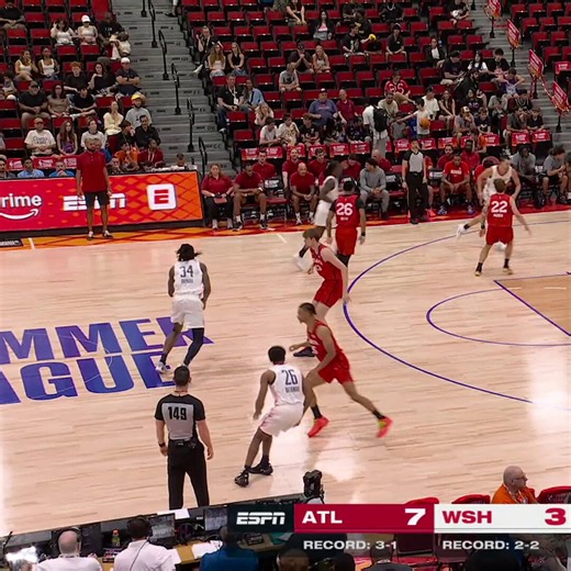 Seth Trimble with the BIG-TIME rejection 😲Watch Hawks/Wizards in NBA Summer League action on ESPN!