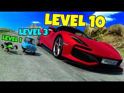 We Raced Level 1 to Level 10 Cars Smallest VS GIANT (BeamNG Drive)