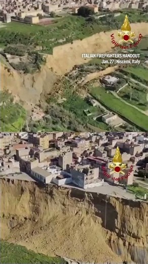 Video shows aftermath of landslide in Sicily that forced 1,500 people to evacuate