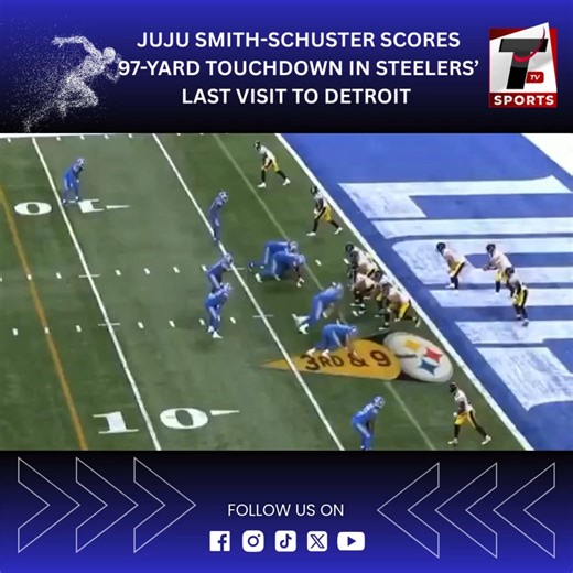 Throwback to Juju Smith-Schuster’s 97-yard touchdown the last time the Steelers played in Detroit! 🏈🔥 #NFL #Steelers #JujuSmithSchuster #Touchdown #Detroit #FootballHighlights #Gridiron #SportsNews #TalentTVSports #GameDay | Talent TV Sports