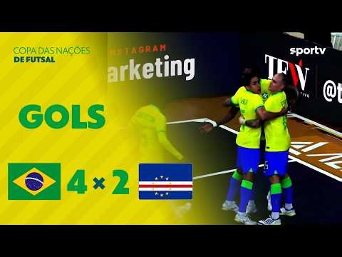 BRASIL 4 X 2 CABO VERDE | GOLS | COPA DAS NAÇÕES DE FUTSAL | sportv