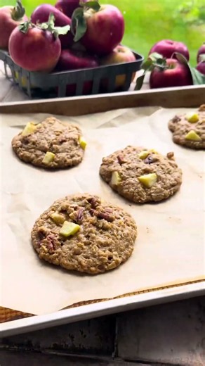 Chewy Apple Oatmeal Cookies with Cider Glaze