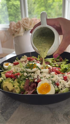 Cobb Salad Recipe with Green Goddess Dressing #salad #fblifestyle #fooddolls | Food Dolls