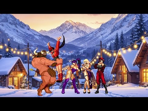 💥 Minotaur vs Athena Waifu Team | Snowfall 2026 HD Stage | MUGEN Boss Battle 💥