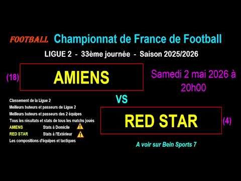 AMIENS - RED STAR: Matchday 33 of Ligue 2 - Stats, news, predictions - Football season 2025-2026