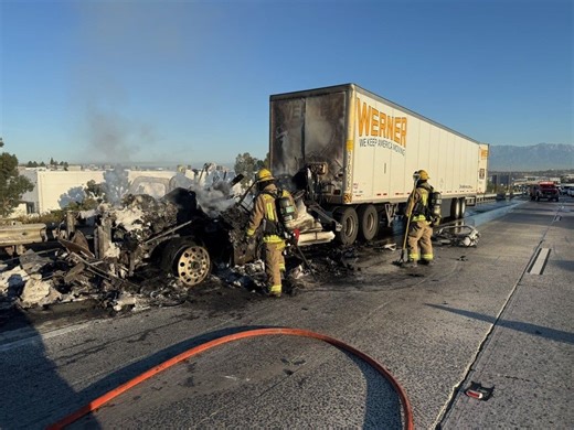 I-15 South Of 91 Freeway, Semi-Truck Fire Leads To Lengthy Freeway Closure