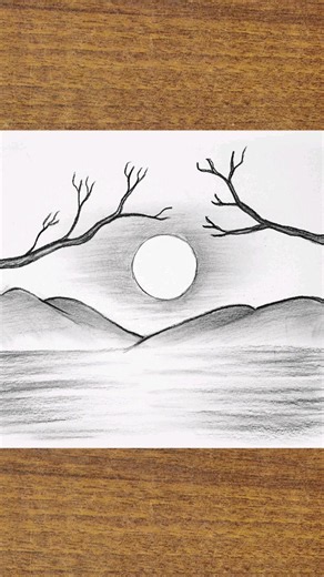 Drawing trees by the river || How to draw for beginners | Easy nature drawings, Landscape drawing easy, Easy pencil drawings