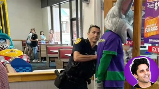 Police arrested Chuck E Cheese during a children's birthday party - the employee was accused of stealing a debit card