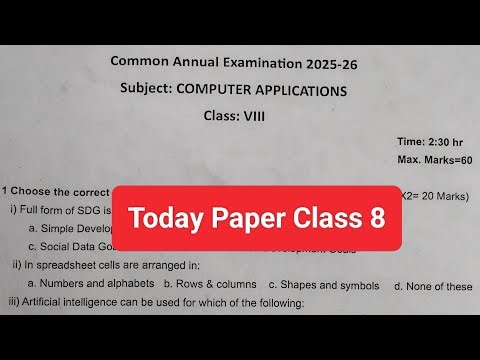 Class 8 computer Application paper 2025 26 / computer application annual exam paper class 8 / doe
