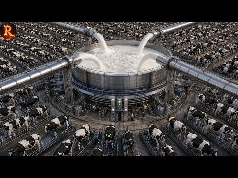 inside a Mega Milk collection farm High-Tech Dairy Farm From Feeding Cows to Milk Processing a to z