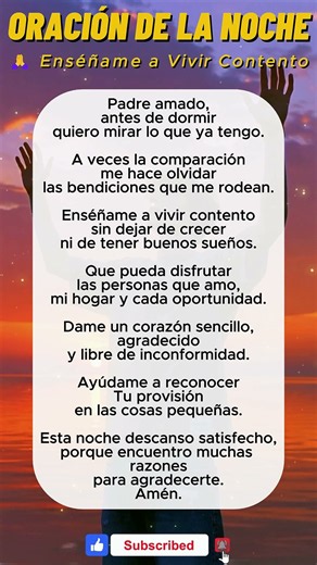 Oración de la Noche 🙏 Señor, Enséñame a Vivir Contento con Tus Bendiciones