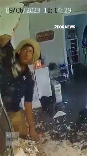 Man crashes through ceiling during bizzare roof inspection #shorts