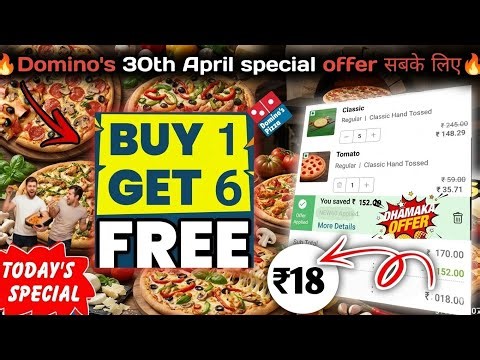 Buy 1 Get 6 Pizza 🆓🆓🆓😋|dominos coupon code today|Domino's Pizza offer|dominos pizza offers for today