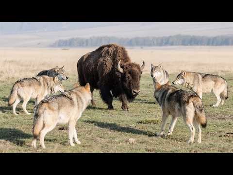 Nature’s Deadliest Battle : Bison vs Wolves#animals # Animals video# BISON#wildlife #hunting