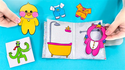Criando livro paper squishy do paper duck 😍 mágica e dobradura divertida de rainbow friends