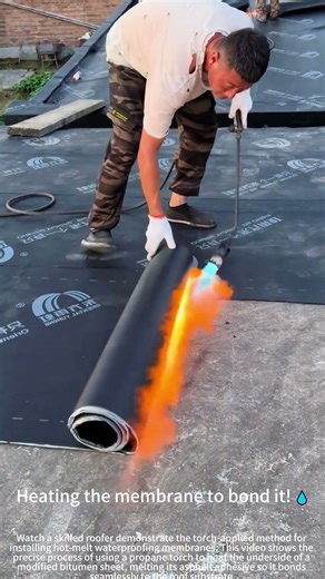 Hot-melt roofing in action! 🏠