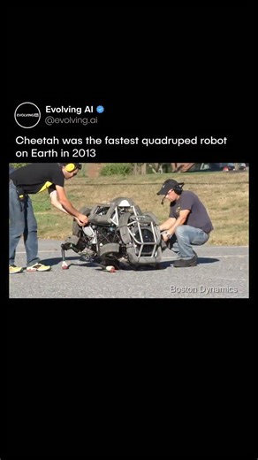 Evolving AI on Instagram: "Robotics history from about a decade ago 🐆💨 This is WildCat. A four legged robot from Boston Dynamics. It was built with funding from DARPA’s M3 program and designed to run outdoors without a tether. Before this, Cheetah set the speed record for legged robots at over 29 mph on a treadmill. WildCat took that idea outside. It reached around 16 mph across rough terrain using bounding and galloping gaits. The bigger goal was clear. Build a legged robot that could run clo