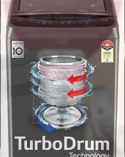 LG 8 Kg 5 Star Smart Inverter Technology Fully Automatic Top Load Washing Machine (T80VBMB4Z, Tur...