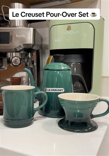 Le Creuset Pour Over Coffee Set by QVC @QVC, Inc #lecreuset #pourovercoffee #pourover #coffeeathome #coffeemug