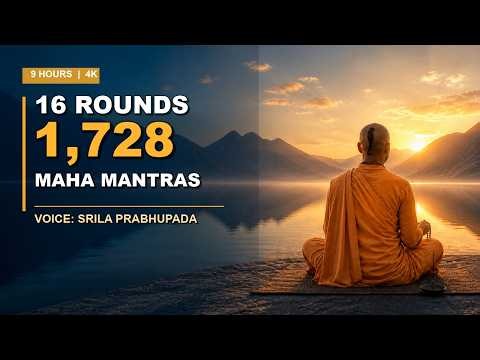 1728 Hare Krishna Maha Mantra Chants | 16 Rounds with Srila Prabhupada | 9 Hours 4K
