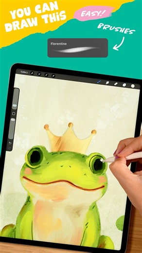 This expressive frog prince painting in Procreate is so fun! 👑✨ #artwithflo #youcandrawthis