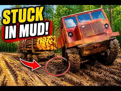 Dangerous Logging Truck Situations on Muddy Roads