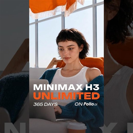 365 Days Unlimited MiniMax H3 is now available on Pollo AI.