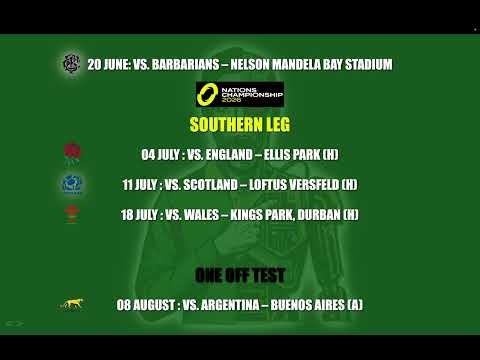 Springbok Fixtures 2026